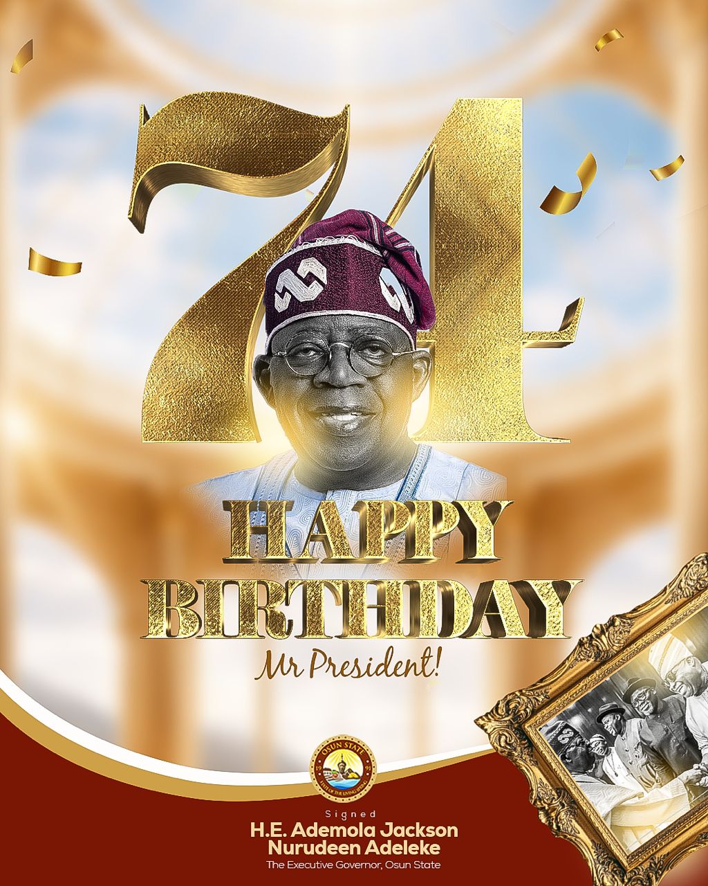 Governor Adeleke Pays Tribute to President Tinubu on His 74th Birthday: A One-for-All Leader