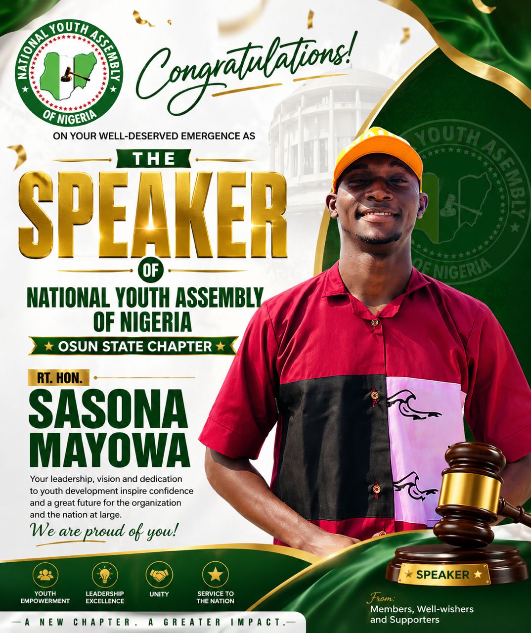 Sasona Mayowa Emerges NYAN Osun Speaker at State Convention