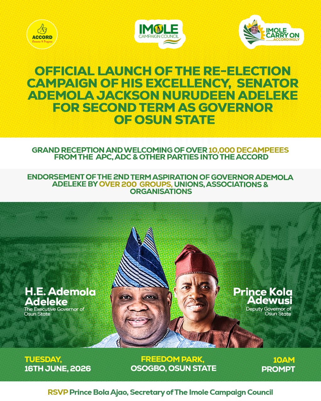 ADELEKE FLAGS OFF GOVERNORSHIP CAMPAIGN ON TUESDAY