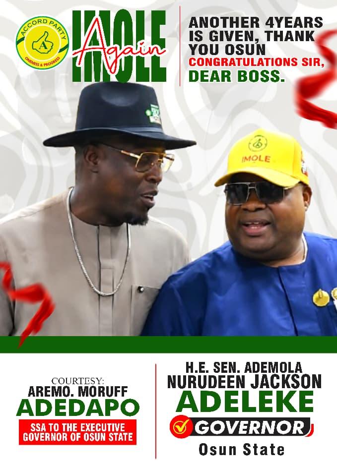 Aremo Adedapo Congratulates Governor Adeleke On His Reelection For Second Term